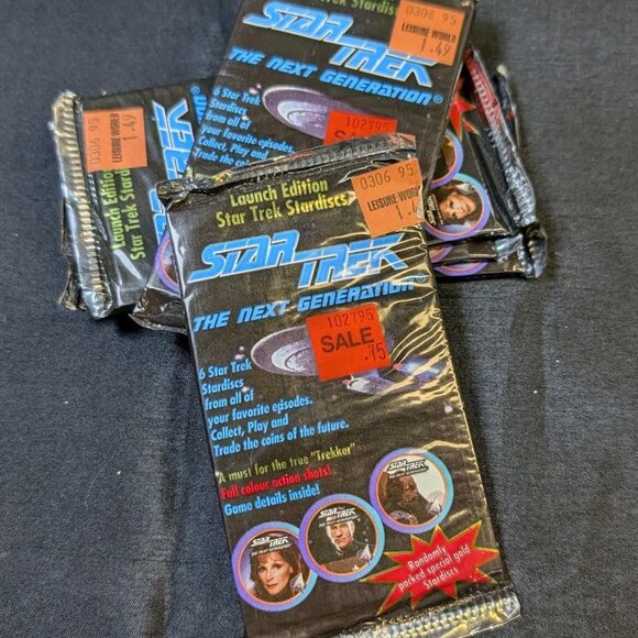 3 for $20 Star Trek Stardiscs vintage sealed pack pog milk caps | TNG - Picture 1 of 7